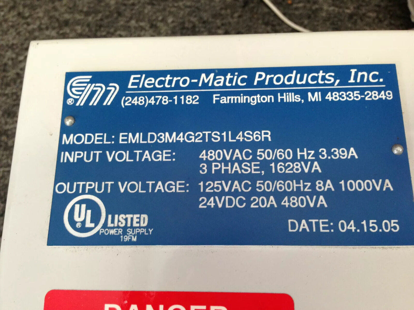 Electro-Matic Emld3m4g2ts1l4s6r Transformer Disconnect,Tb