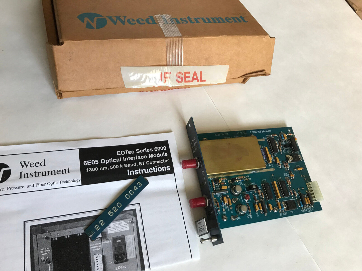 Weed Instrument 6E05 Eotec Optical Interface Module 7880-6538-498 Card 6Eo5,Si