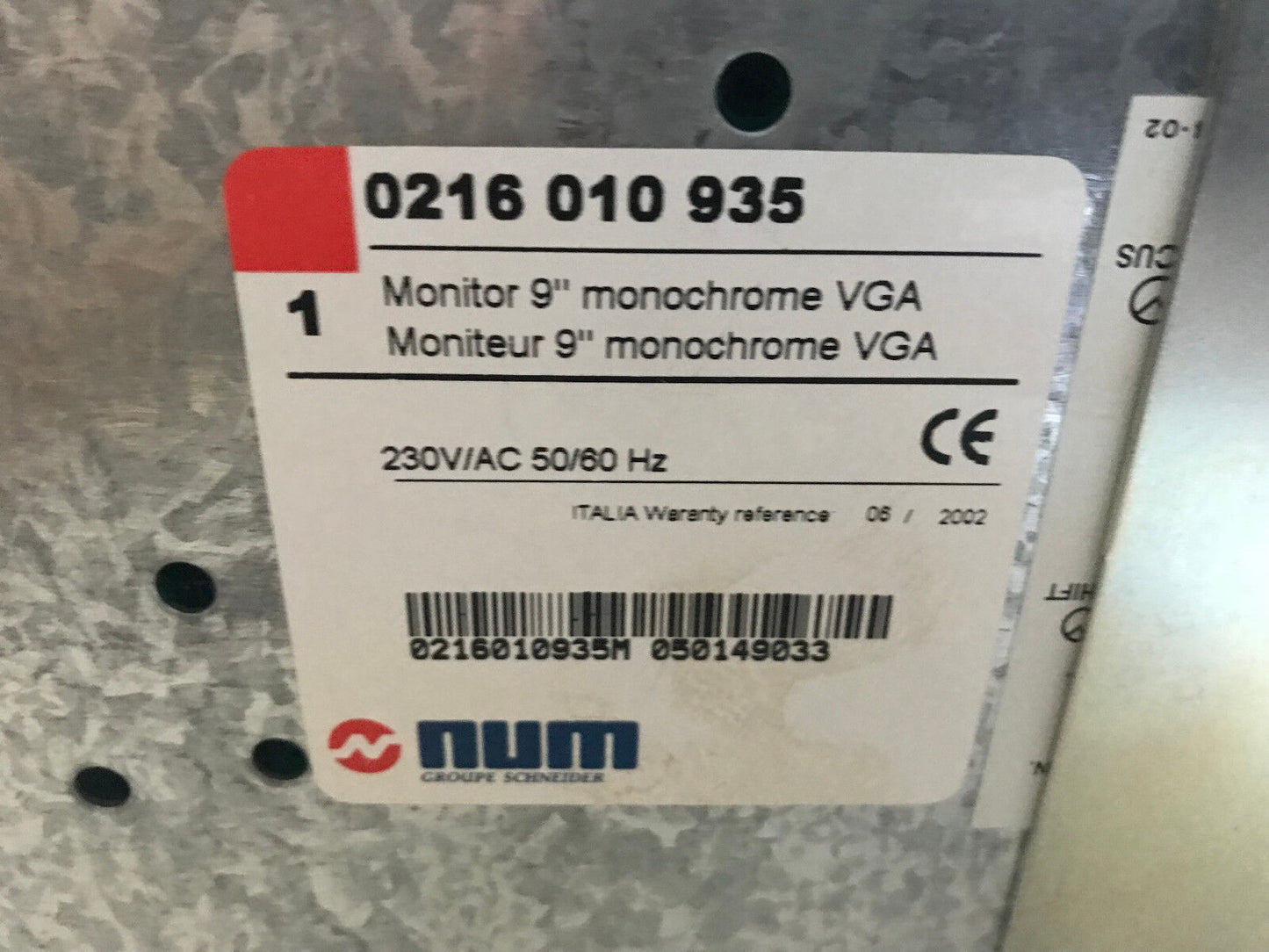 Num 0213-010-935 Operator Interface Crt 9" Monitor 0206 203 638 65040-000A,Ax