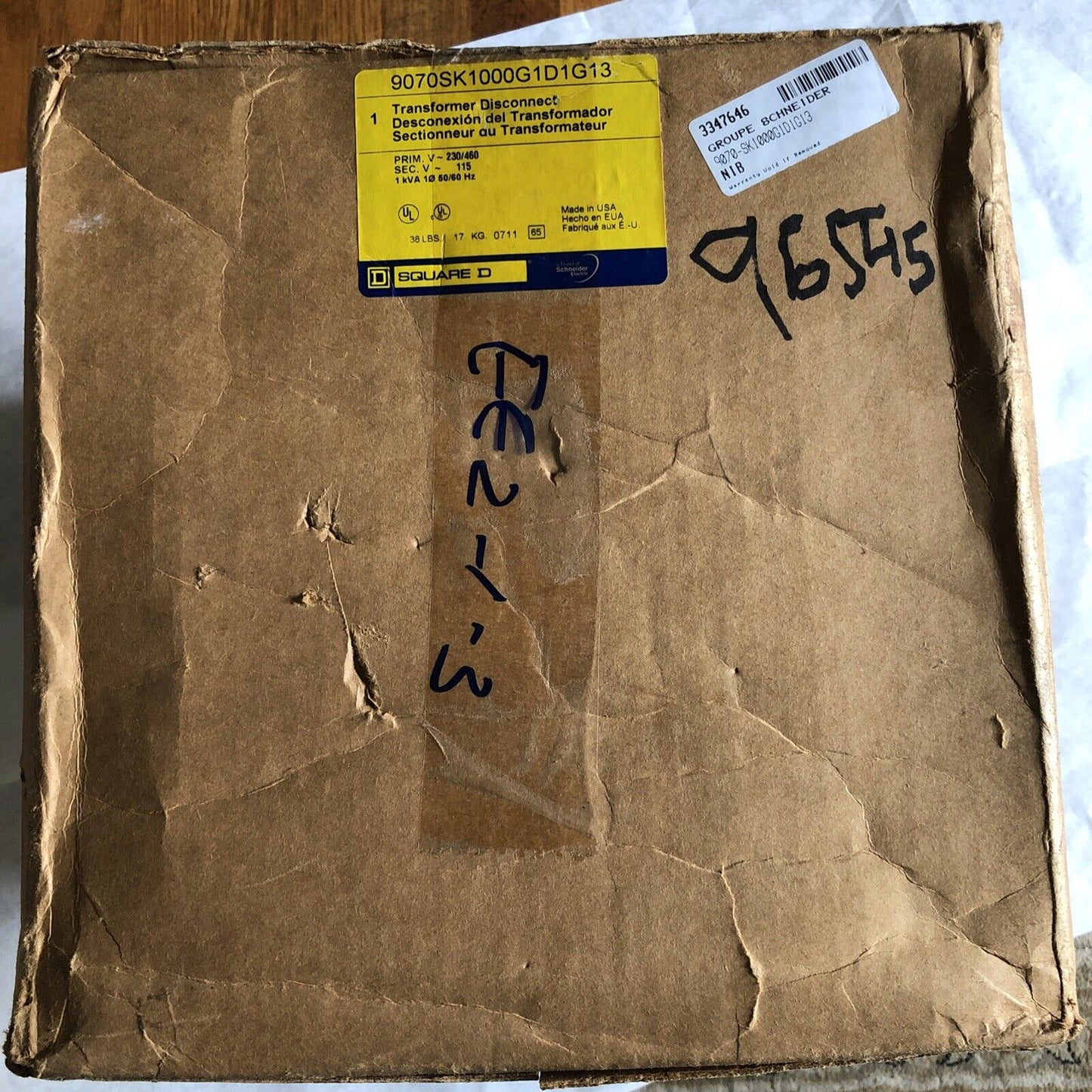 New Square D 9070-Sk1000g1d1g13,Sk1000g1, Class 9070 Transformer Disconnect ,Ee