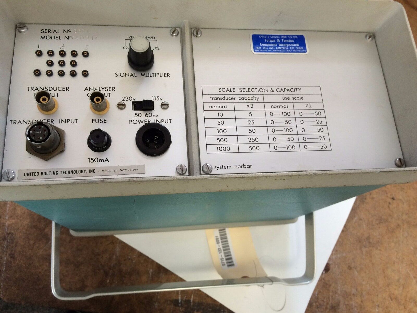 United Bolting Technology 40017 Torque Tension Analyzer ,Cz