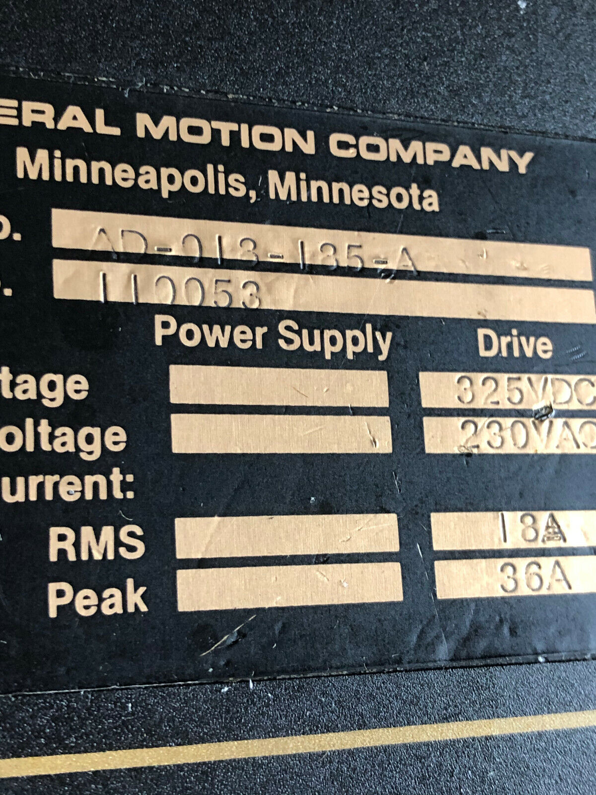 General Motion Ad-018-185-A,Ad-018-135-A Axis Drive Trueservo,Ad-013-135-A,Fm