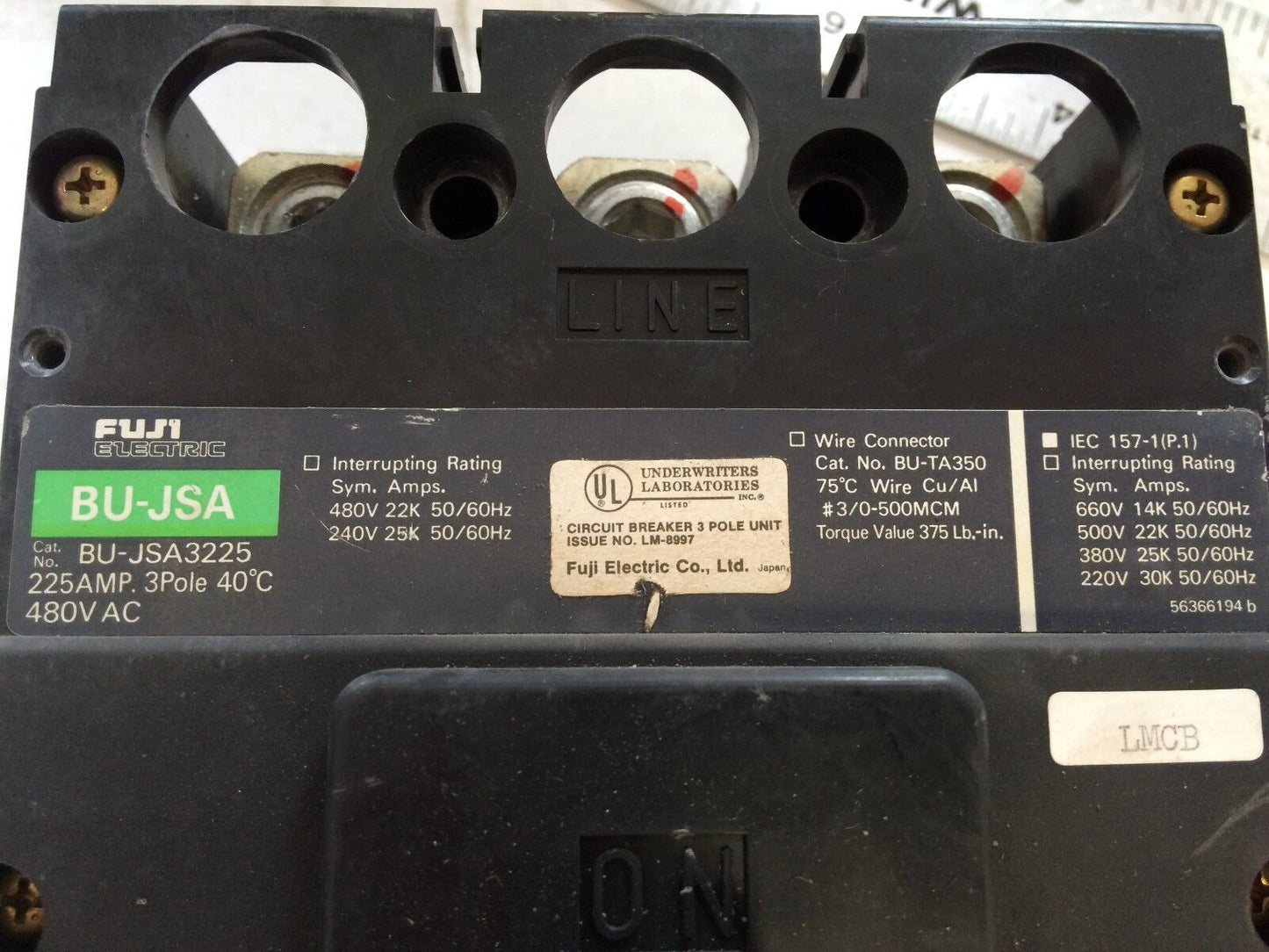 Fuji Bu-Jsa,Fuji Bu-Jsa3225 Circuit Breaker, 225 A, 3-Pole, 480 Vac,Tc
