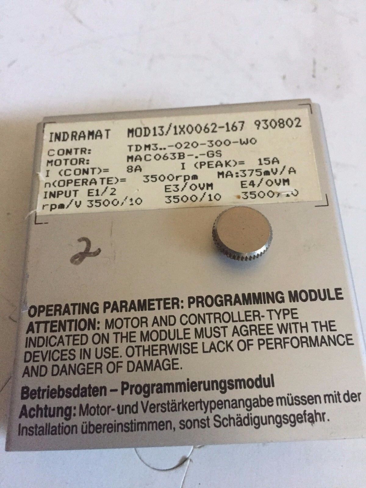 Indramat 13/1X0062-167 Bosch Program Tdm-3.2-20-300-W0 Mod131x0062167,Bv