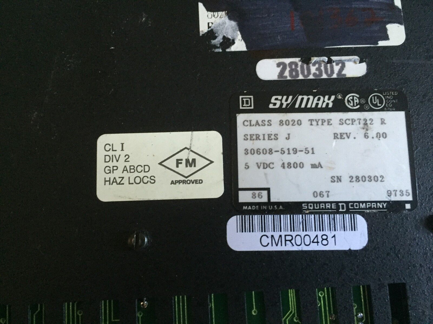 Square D 8020 Scp722 R, Sy/Max Processor Model 700,16K Ram 8020Scp722,Bd