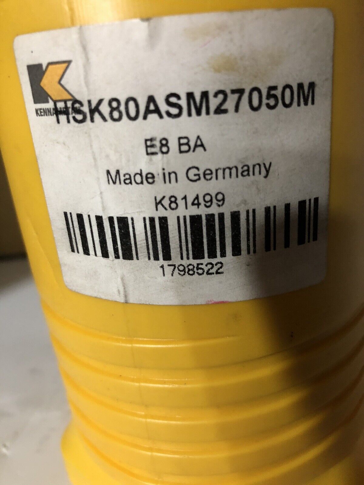 Kennametal Hsk80asm27050m Shell Mill Holder,27Mm,Hsk-80A,Tl