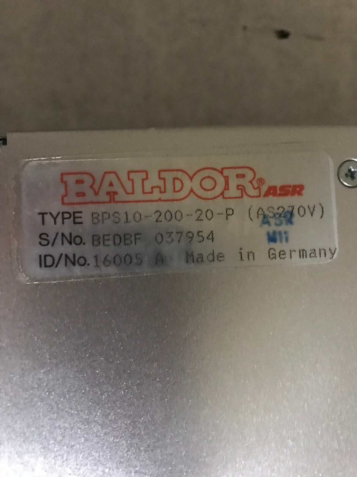 Baldor Brs10-200-20-P Servo Drive,Bps10p, Bps10-200-20-P (As270v),I6005 A, Room5