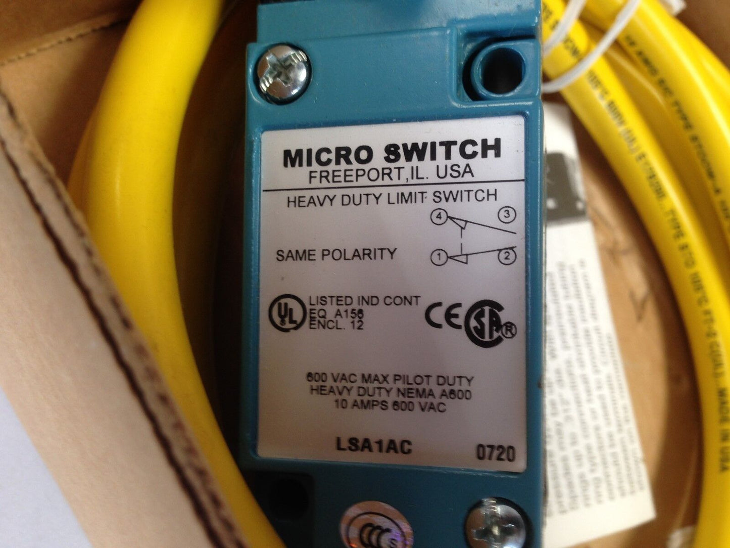 New Honeywell Lsa1ac Microswitch Pk8116 Limit Switch, 600Vac,10 Amps,Fk