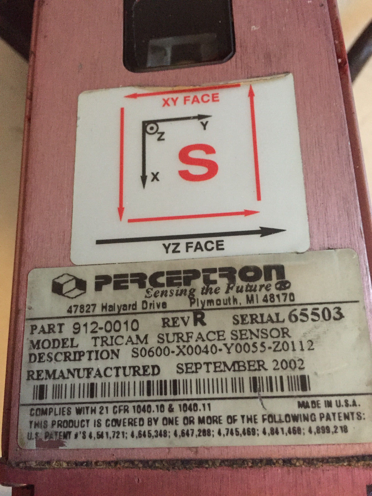 Perceptron 912-0010 Surface Sensor Tricam S0600-X0040-Y0055-Z0112,Ed,Bh