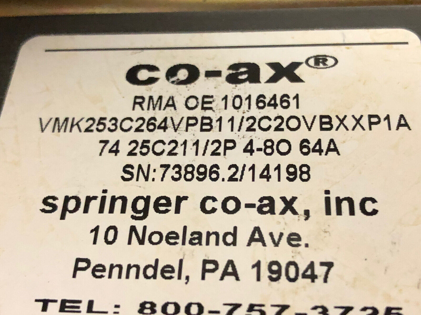 Co-Ax Vmk 25 Dr Nc,74 25C211/2P 4-8O 64A Valve Muh-Zp-D-1-24G 1 1/2" Npt,Ex