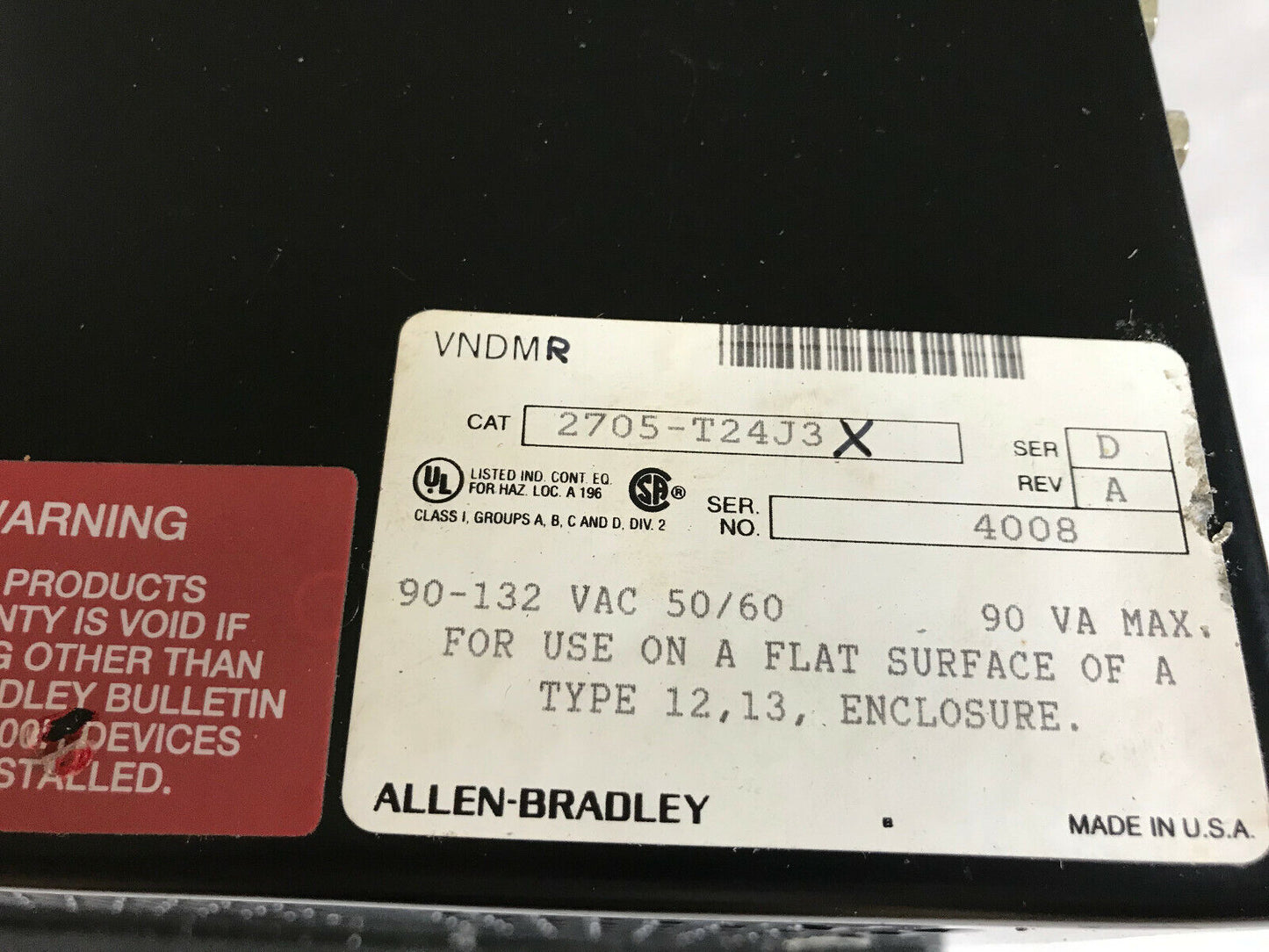Allen Bradley 2705-T24j3,Bulletin 2705 800T Module Redipanel Operator (Exelt),Sg