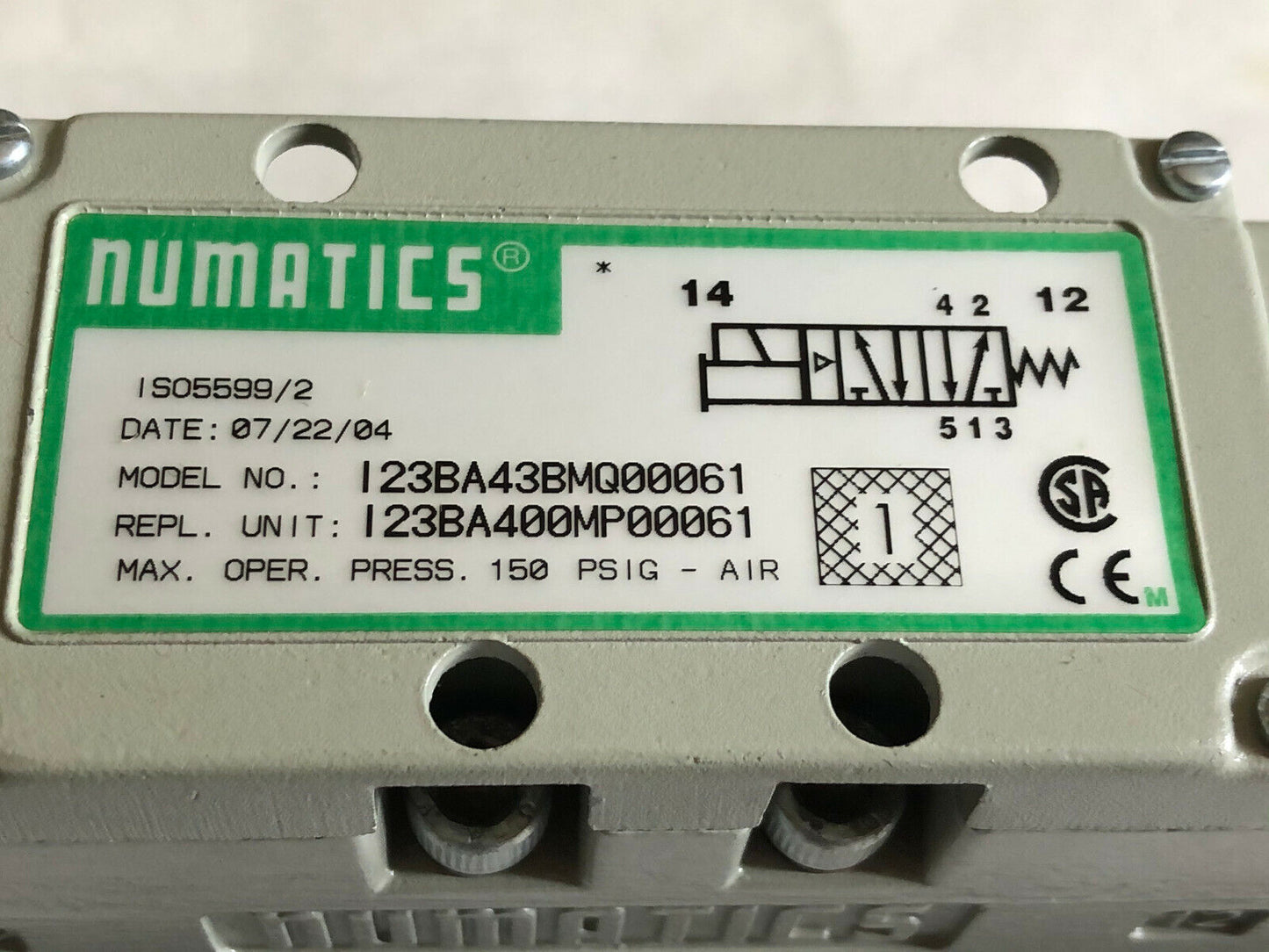 Numatics I23ba43bmq00061 Pneumatic Valve 123Ba43bmq00061 236-384B 24Vdc 4W,Av
