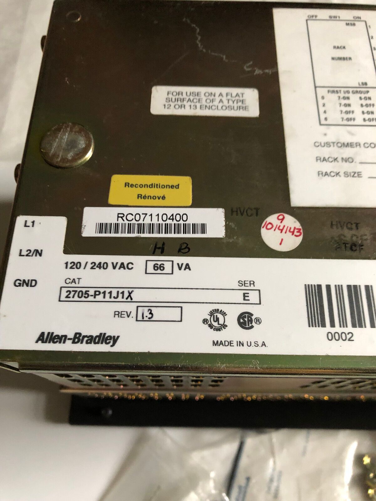 New Allen Bradley 2705-P11j1x Lighted Pushbutton Opertor Interface,2705P11j1x,An