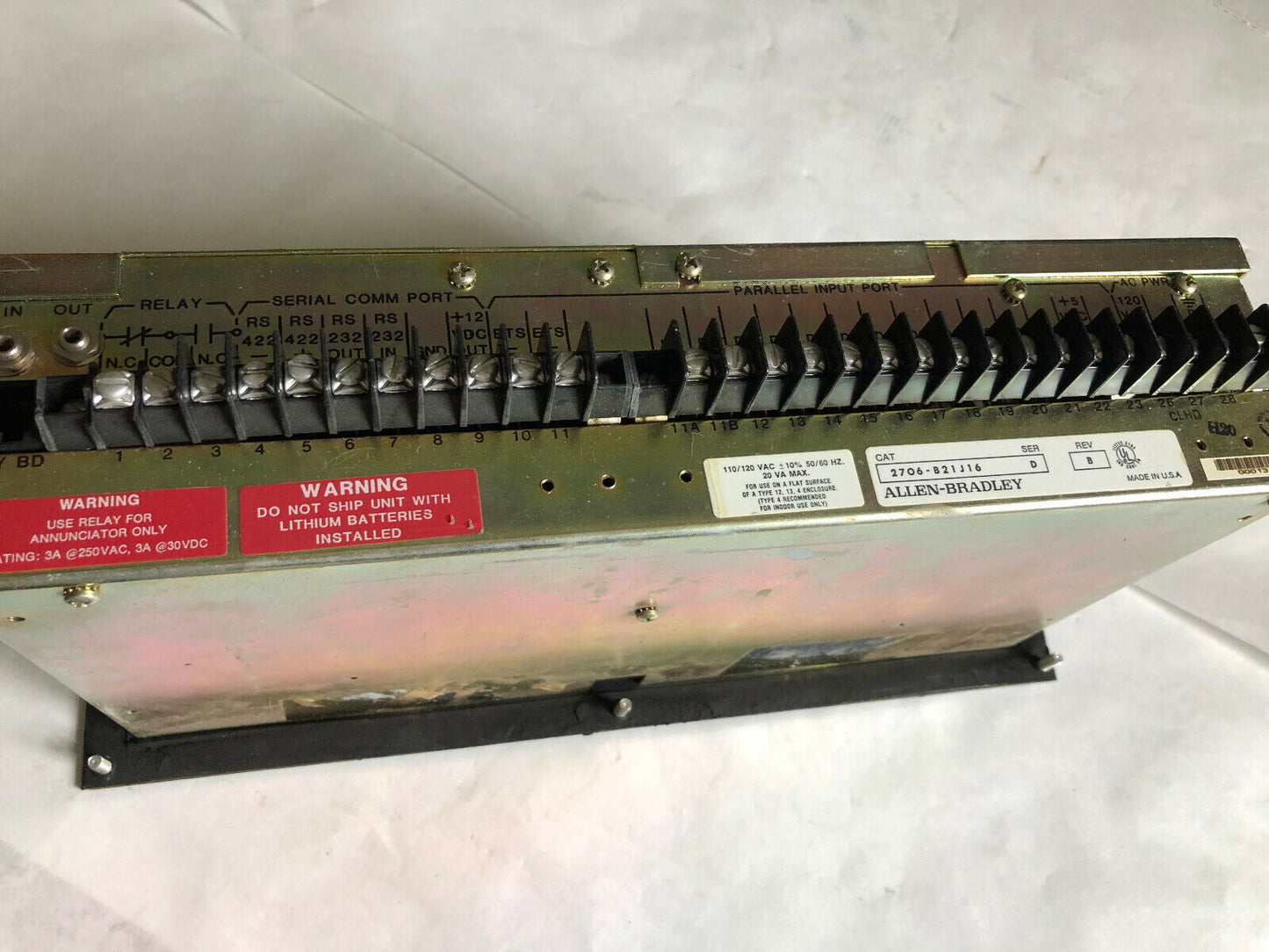 Allen Bradley 2706-B21j16,Dl20,Ol20 Operator Interface Message Display Inview,Ei