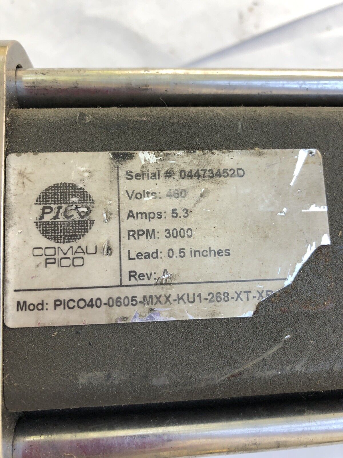 Comau Pico Pico40-0605-Mxx-Ku1-268-Xt Servo Actuator,5.3 A,3000 Rpm,0.5 Lead ,Tg