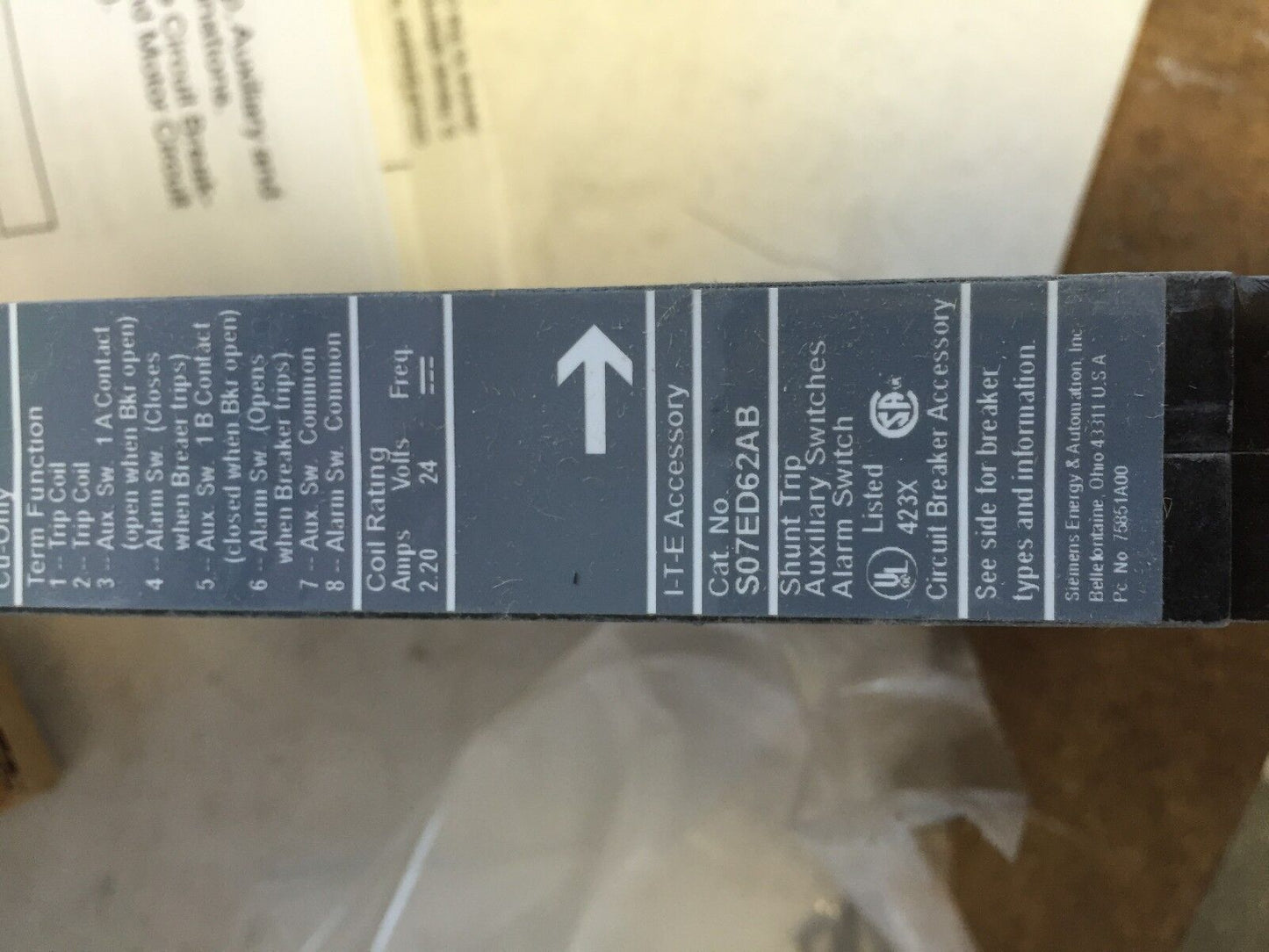New Siemens S07ed62ab,Ite 14-22 Awg Circuit Breaker,Db