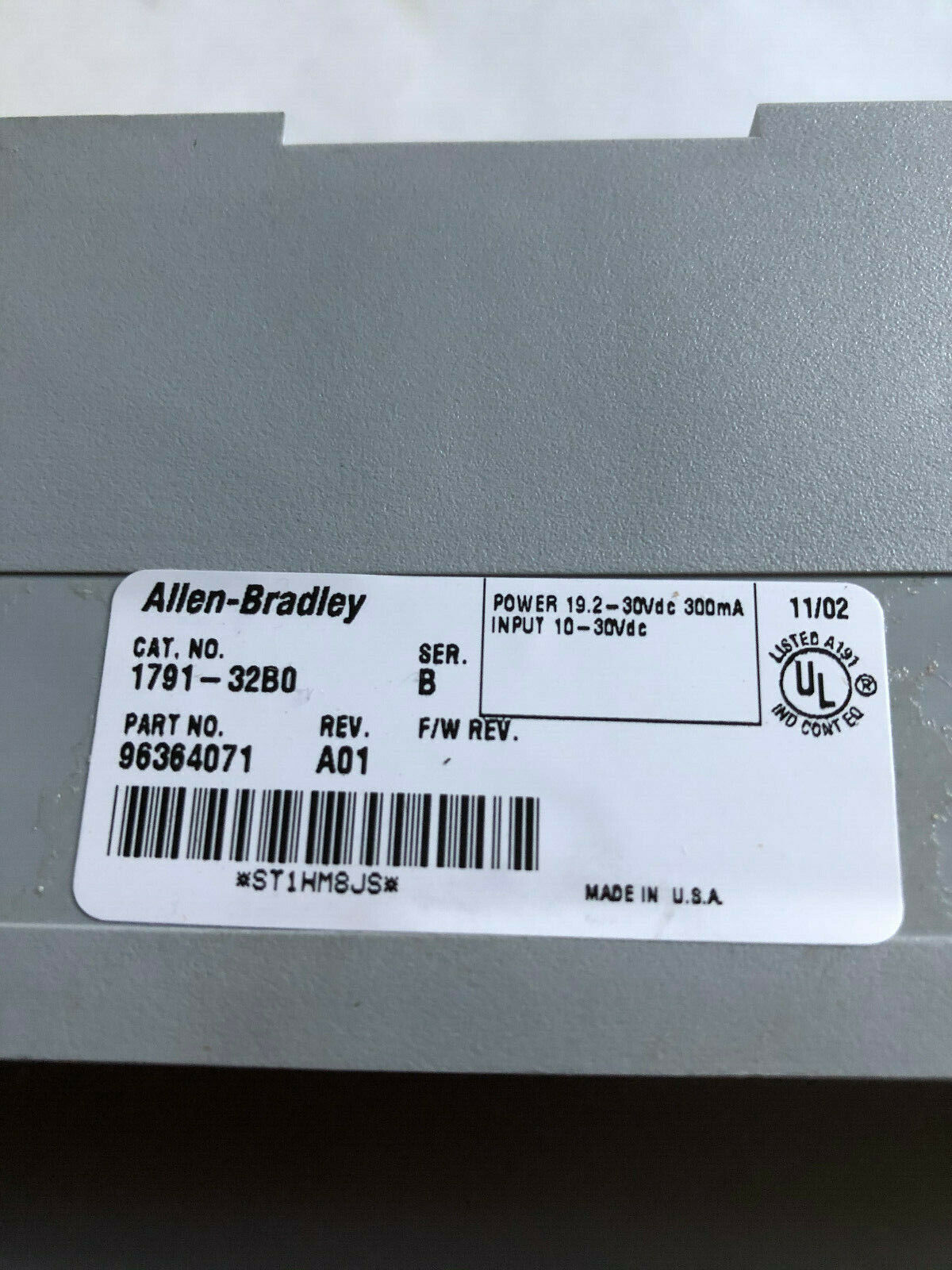 Allen Bradley 1791-32B0,1791-3280 Plc I/O Block, 10-30 Vdc A-B 96364071 A01,Si