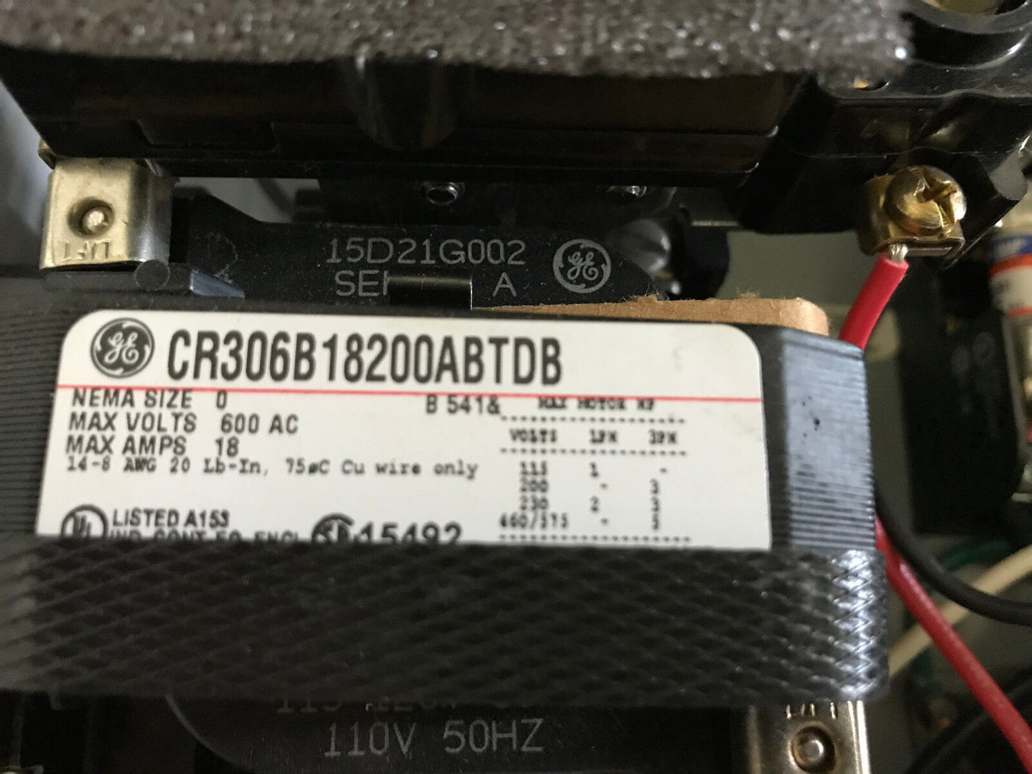 Ge 300-Inline General Electric Magnetic Motor Starter Cr306b18200abtdb,Nema 0,Ag