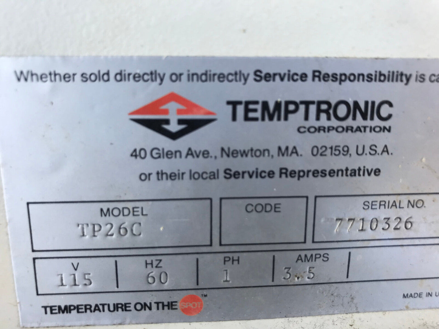 Temptronic Tp26c Thermospot Control Unit, 115Vac, 1-Phase, 3.5A,Ti
