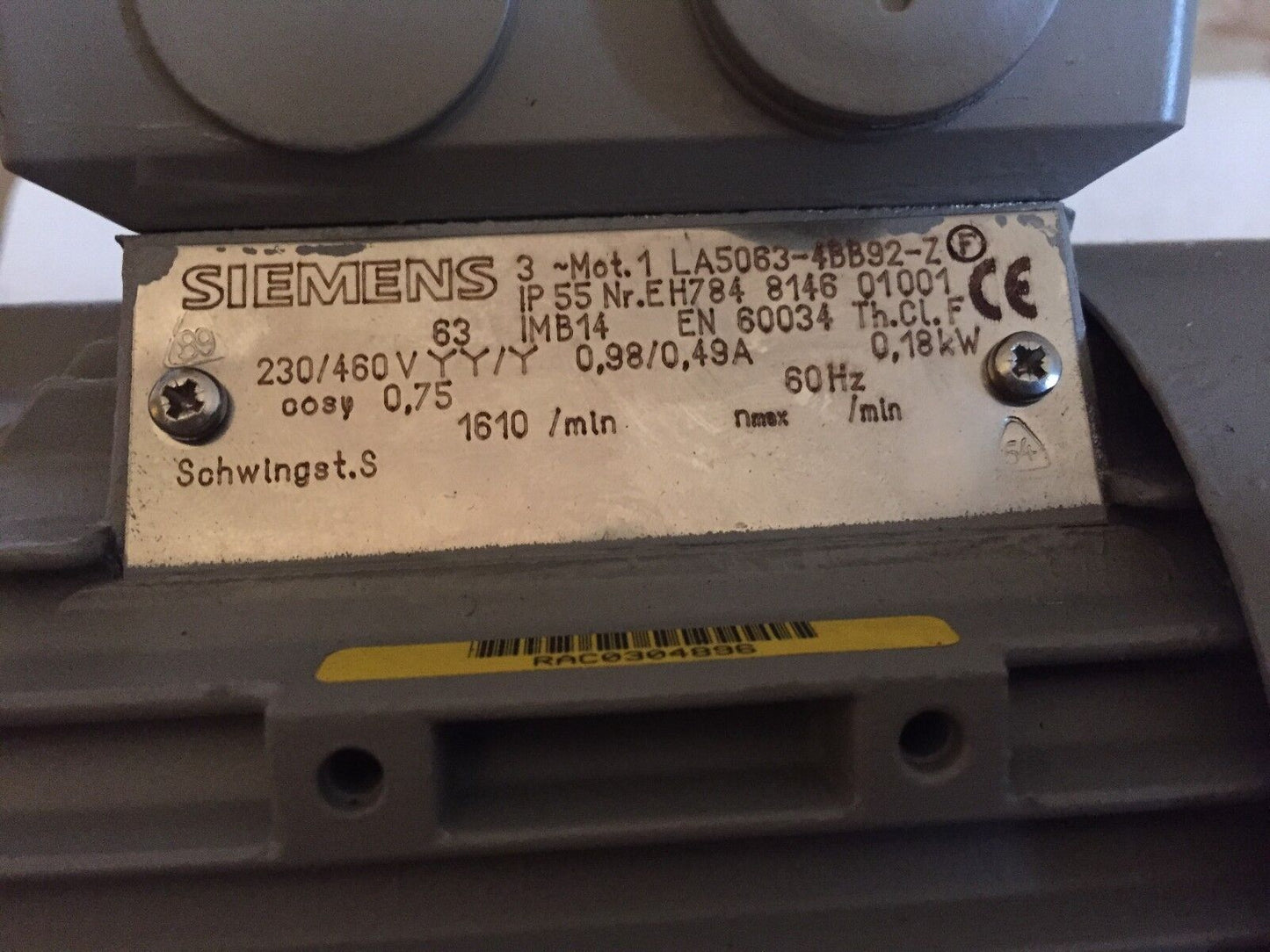 New Siemens 1La5063-4Bb92-Z Ac Gear Motor,1La5063-4Bb92-2,Ip55 Nr,Eh784,3P,Ee