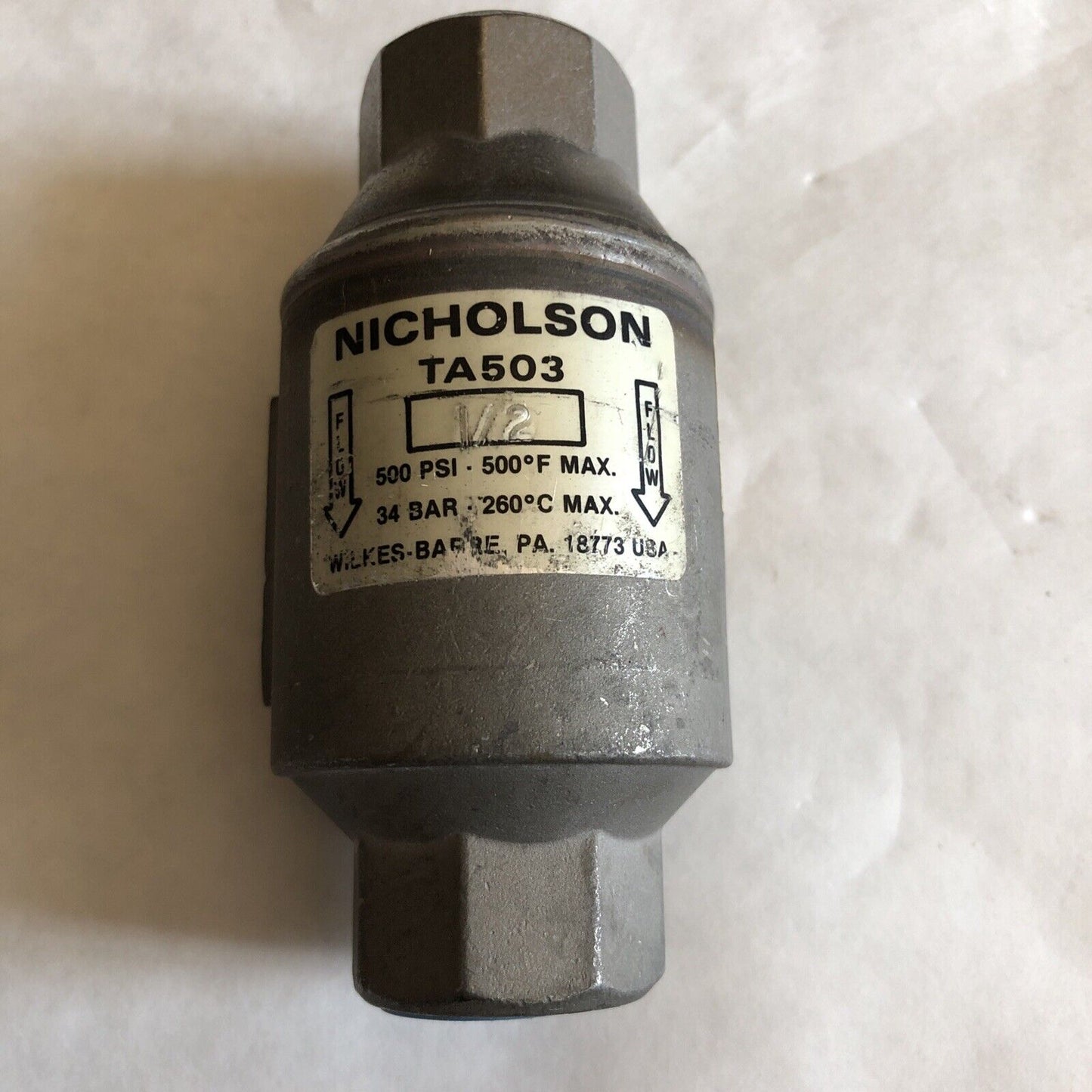 1/2" Nicholson Ta503,Nicholson Ta 503 Thermo Dynamic Steam Trap 600 Psi,Ei,Bz,Bt