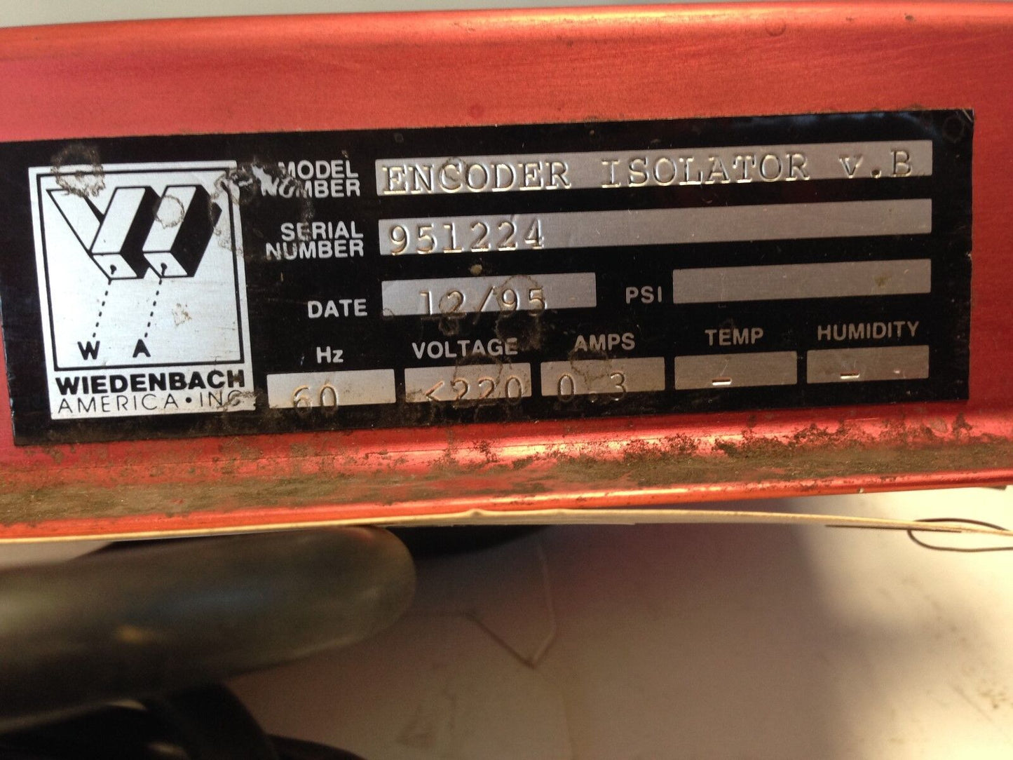 Wiedenbach Encoder Isolator V.B, 220Vac, 60Hz, 0.3A,Dh