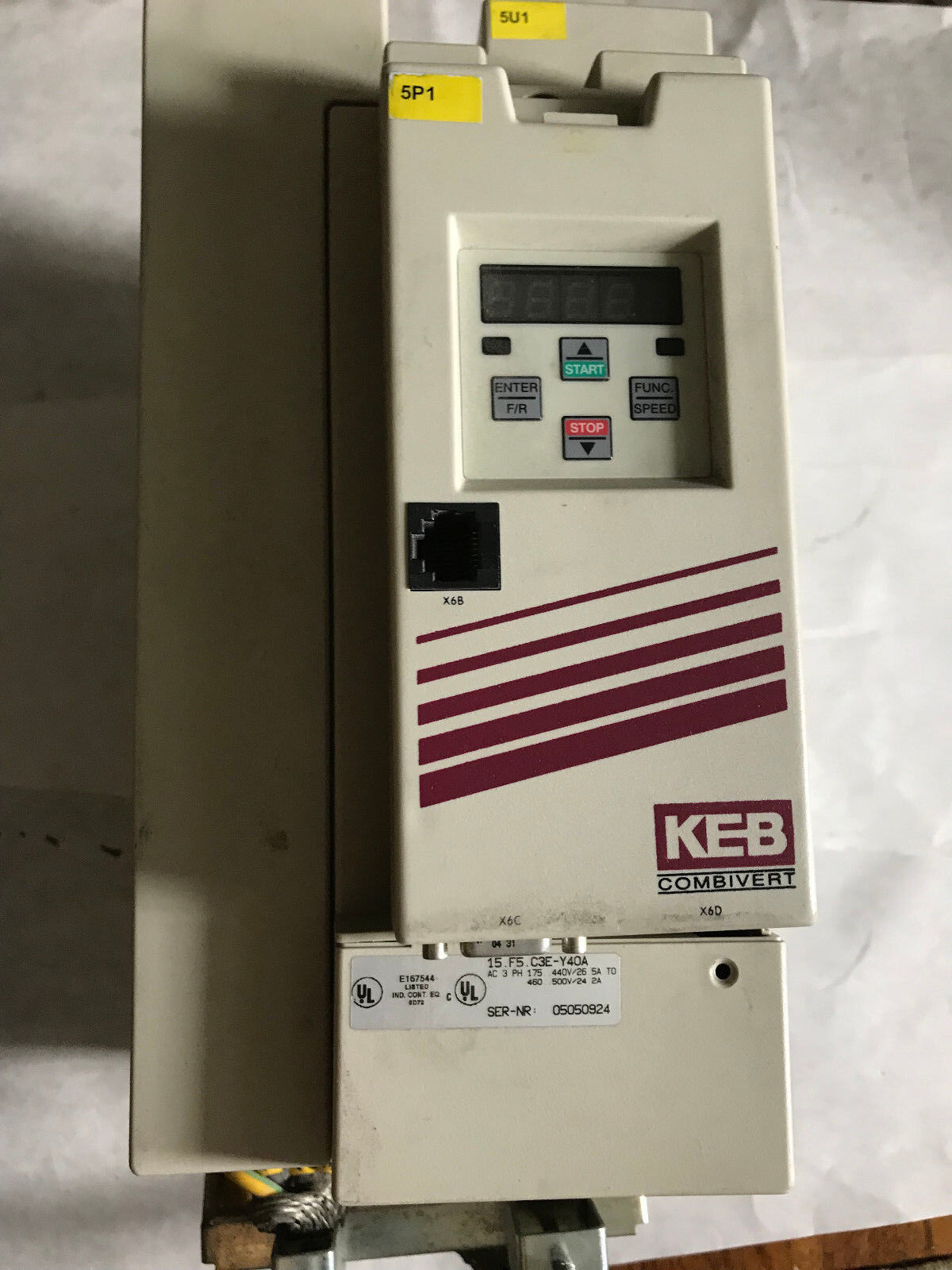 Keb Combivert Ac Drive 3Ph 440V 26.5A 15.F5.C3e-Y40a Ver-1.0 15.F5.C3e-Y4oa,Ag