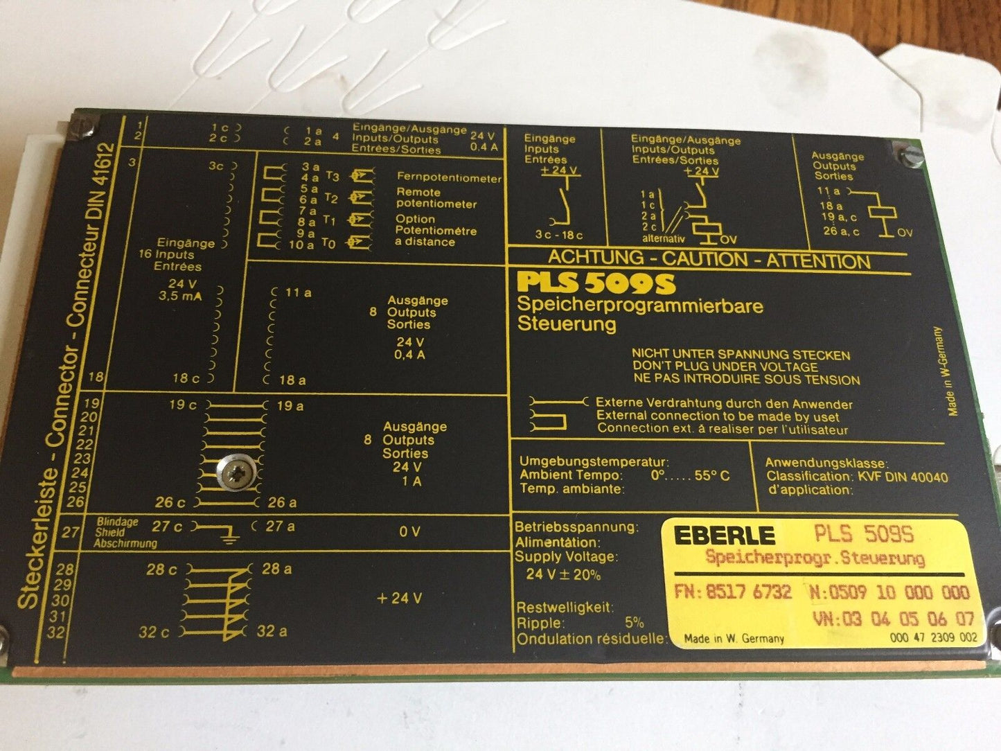 Eberle 509S,Din 41612, Pls800/Ram Stored Program 0509 10 000 000,Bv