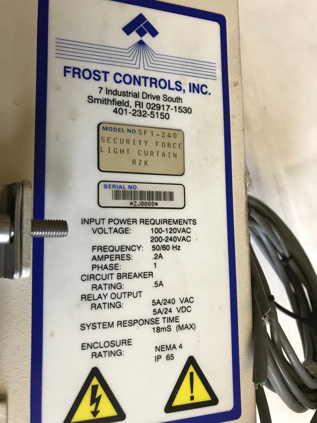 Set Frost Controls Sf1-240 Light Curtain Transmitter Receiver & Controller,Sr