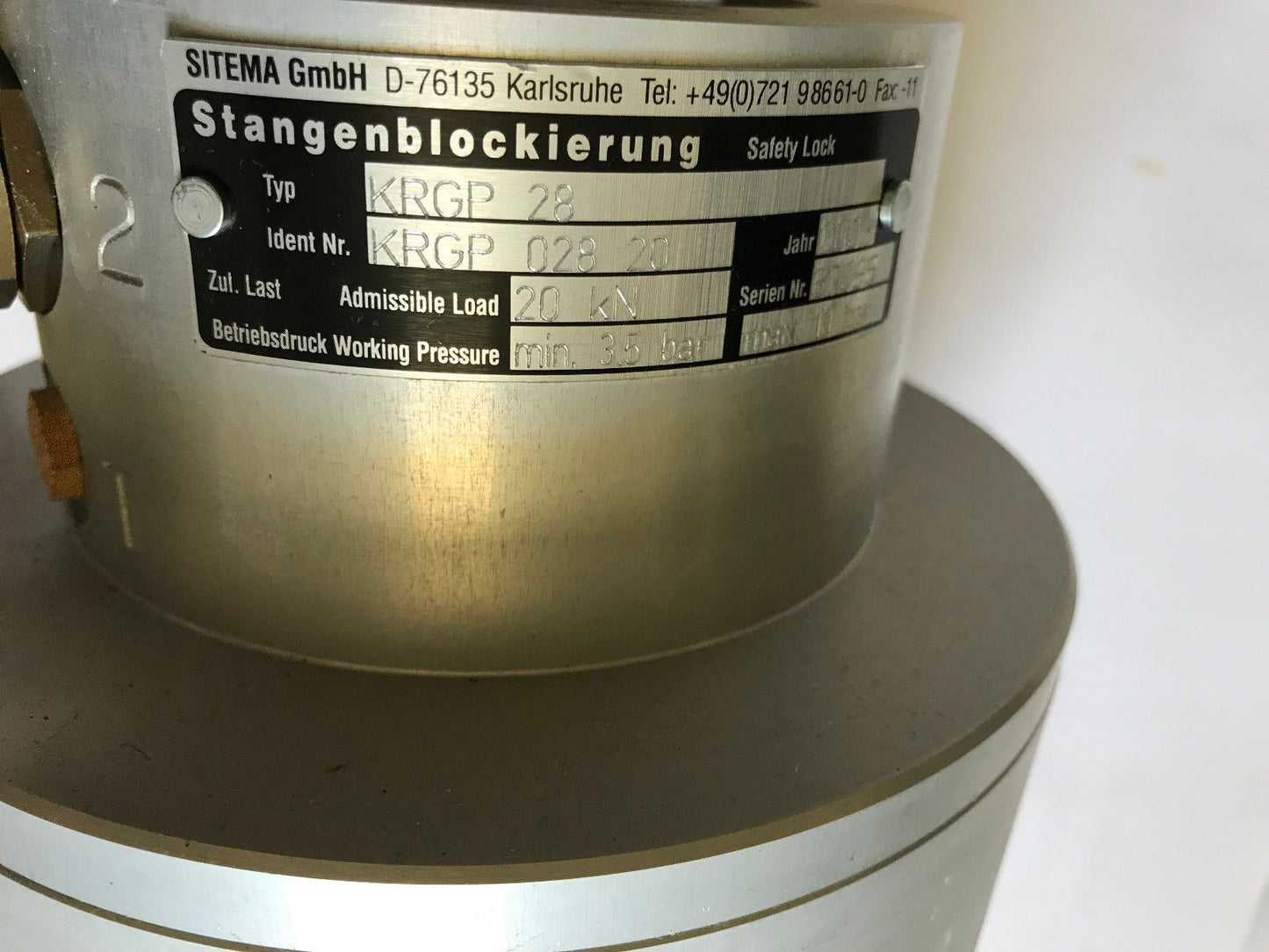 Sitema Krgp 28 Pneumatic Cylinder Rod Safety Lock,Bore:1",37095,Krgp 28 20,Sb,Bt