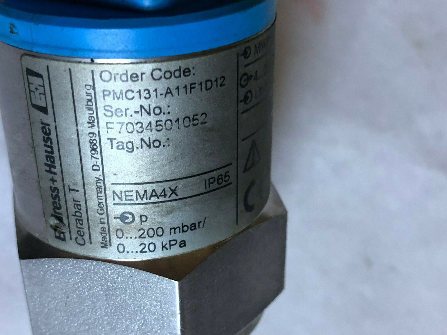 Endress Hauser Pmc131-A11f1d12 Cerabar T Pressure Transmitter,G 1/2 1.4301,S1,Ek