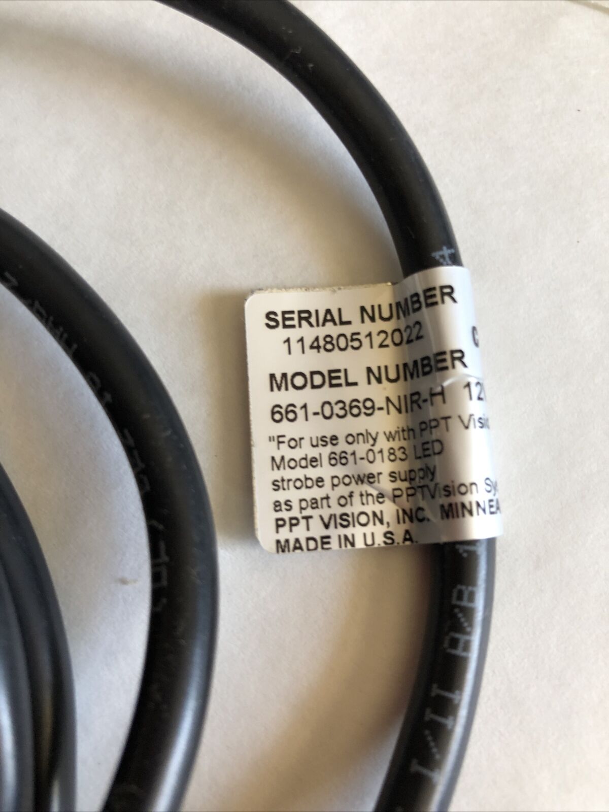 New Ppt Vision 661-0369-Nir-H 12Vdc,7217Vis, Camera Cable Assembly,Df