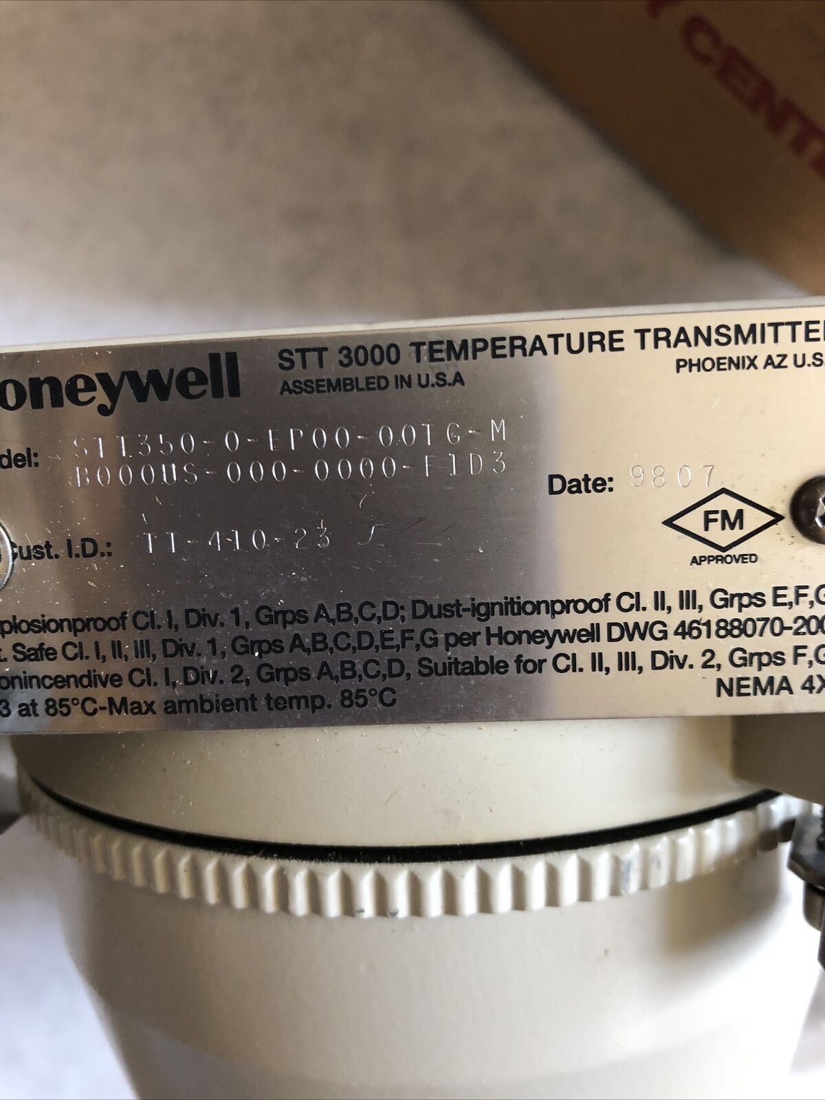 Honeywell Stt350-0-Ep00-00Tg-M,B000us-F103,Stt3000 Transmitter Temperature,Ba