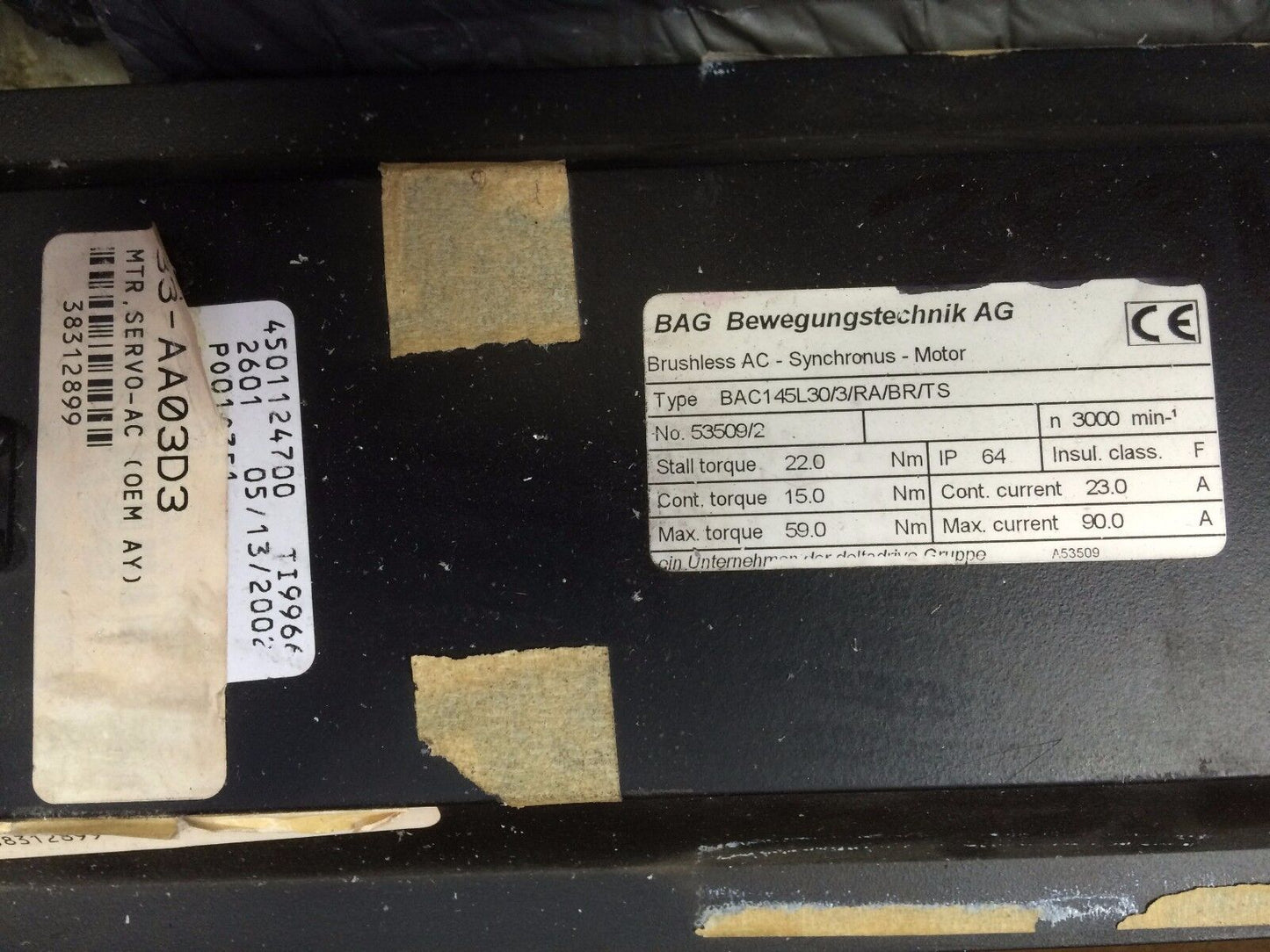 Bag Bac145l30/3/Ra/Br/Ts Brushless Ac-Synchronus Motor ,Ao