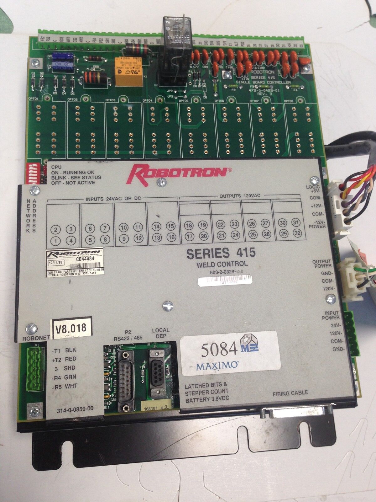 Robotron 503-2-0329 Series 415 Weld Controller 503-2-0329-02 V8.018,473004231,Di