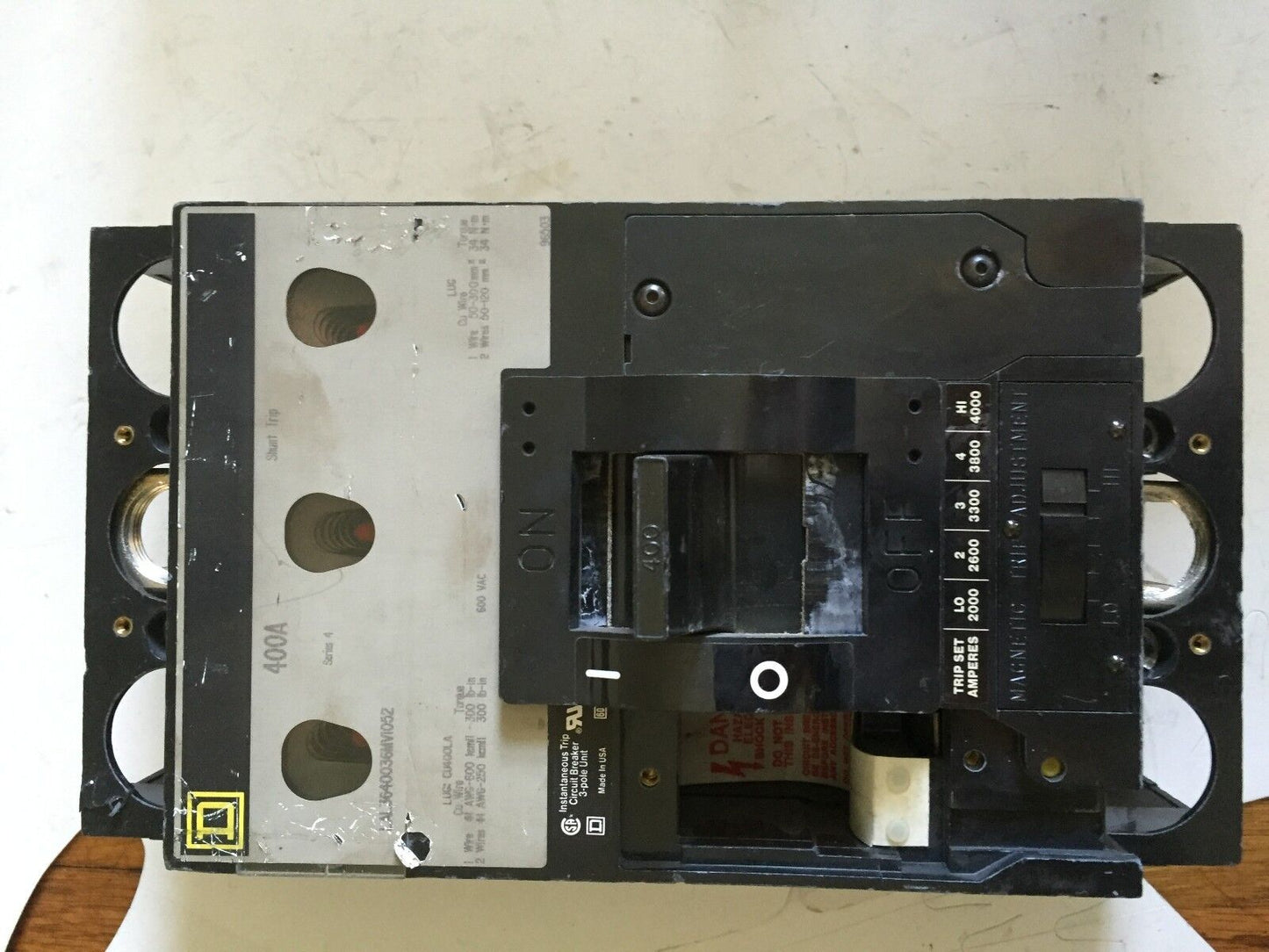 Square D Lal3640036mvi052 Circuit Breaker 400Amp 3Pole 600Vac,400A,3Phase,Ba
