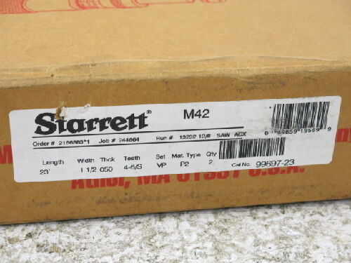 2 Starrett Powerband M-42 1 1/2X.050X4-6/S,99697-23,Bandsaw Blade,23'X1-1/2",By