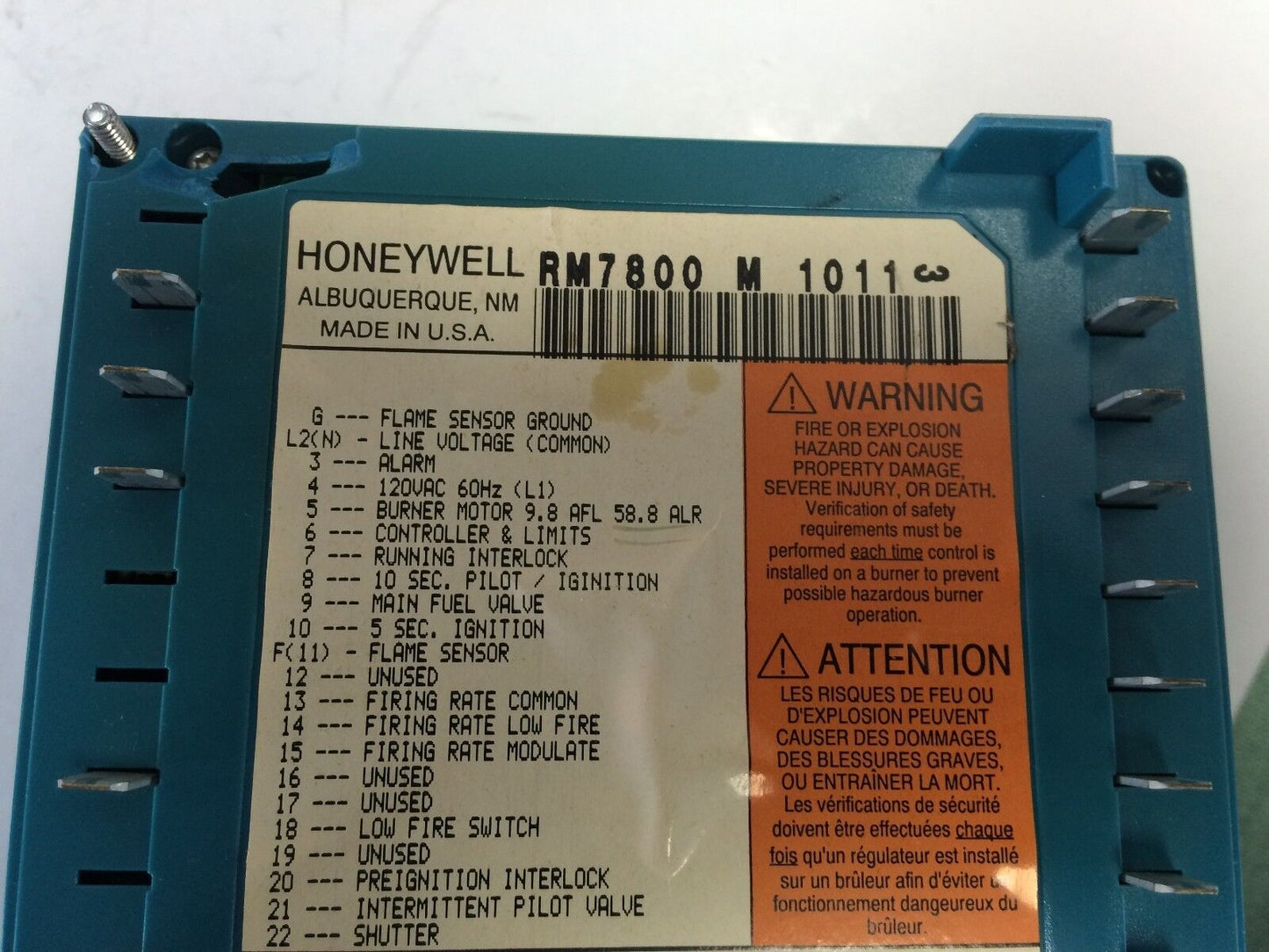 Honeywell Rm7800m1011,Burner Control Rm7800 M 1011 (See Pic &Description ),Bw,Ew
