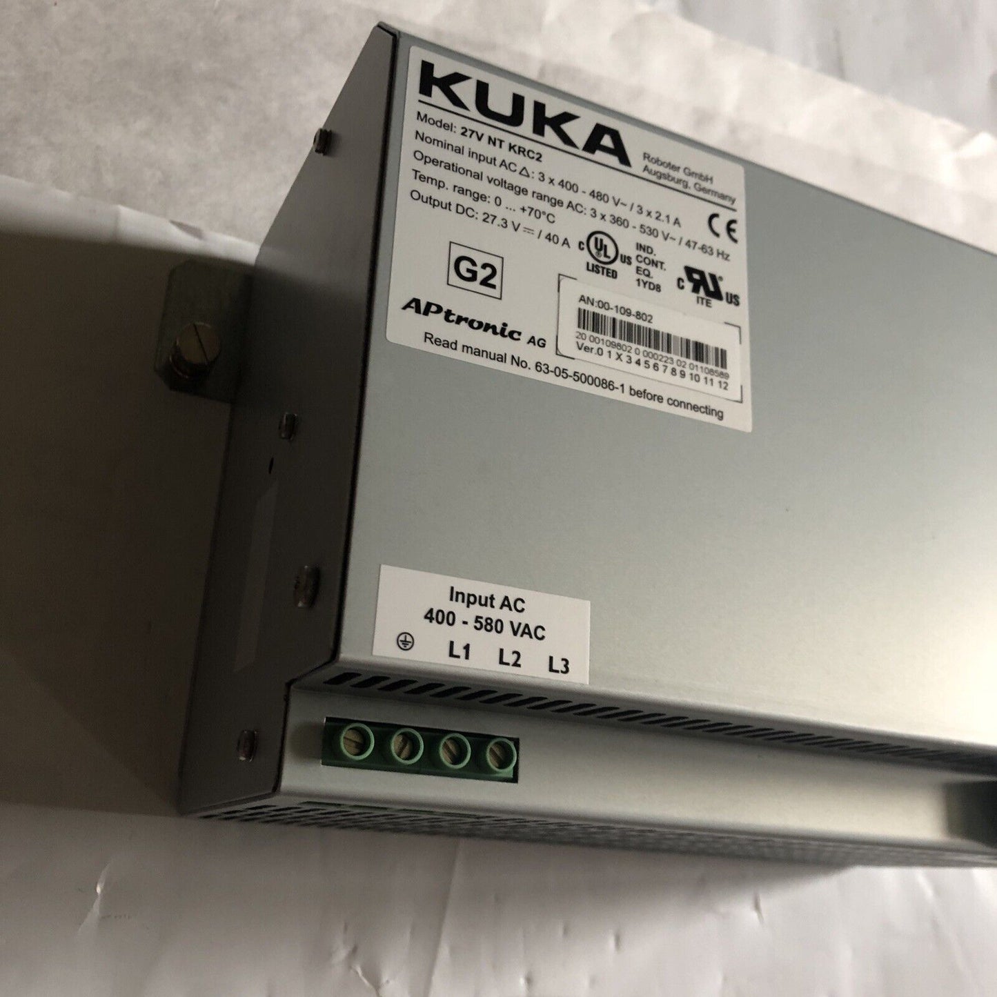 New Kuka 27V Nt Krc2 Power Supply Unit 400-530V 3X2.1A-40A 47-63Hz ,Aj