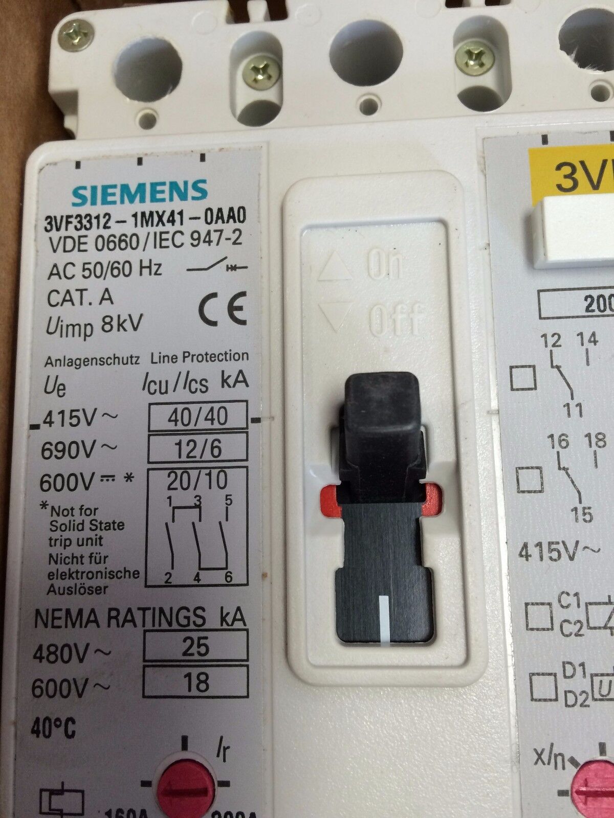 Siemens 3Vf3312-1Mx41-0Aa0,3Vf3 Circuit Breaker 4Pole 25Kv 480V Overvoltage,Cf