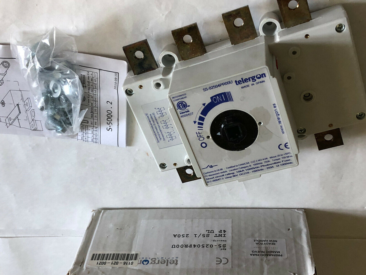 New Telergon S5-02504Pr00u Disconnect Switch 1000Vdc, 250A,Ck