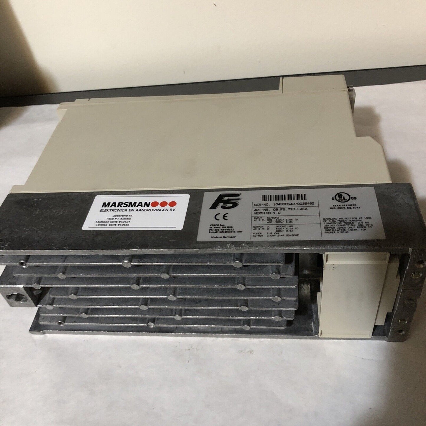 Keb Combivert F5, 09.F5.M1d-Laea Version 1.0,3Ph Inverter Drive 2.8 Kva,Bf