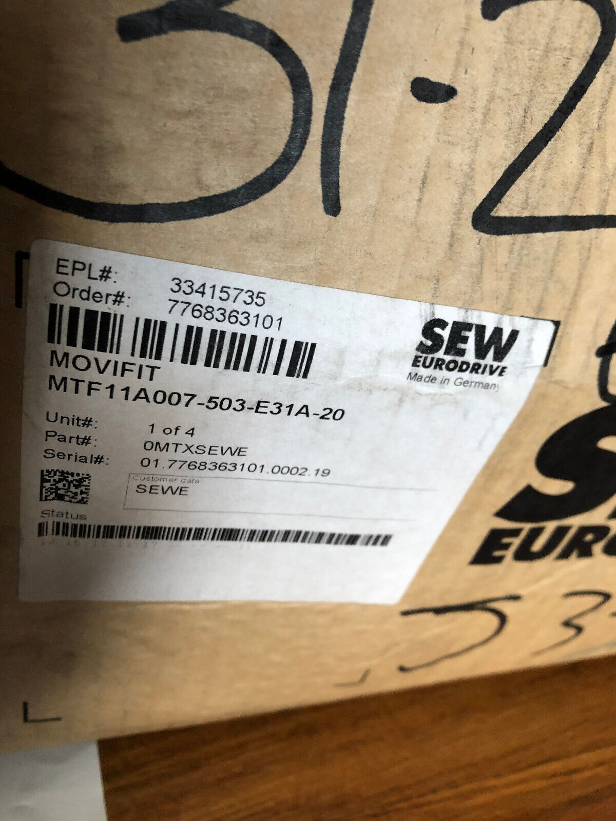 New Sew Eurodrive Mta11a-503-S523-M11-00/Bw2/00S Movifit Inverter Drive,Ao