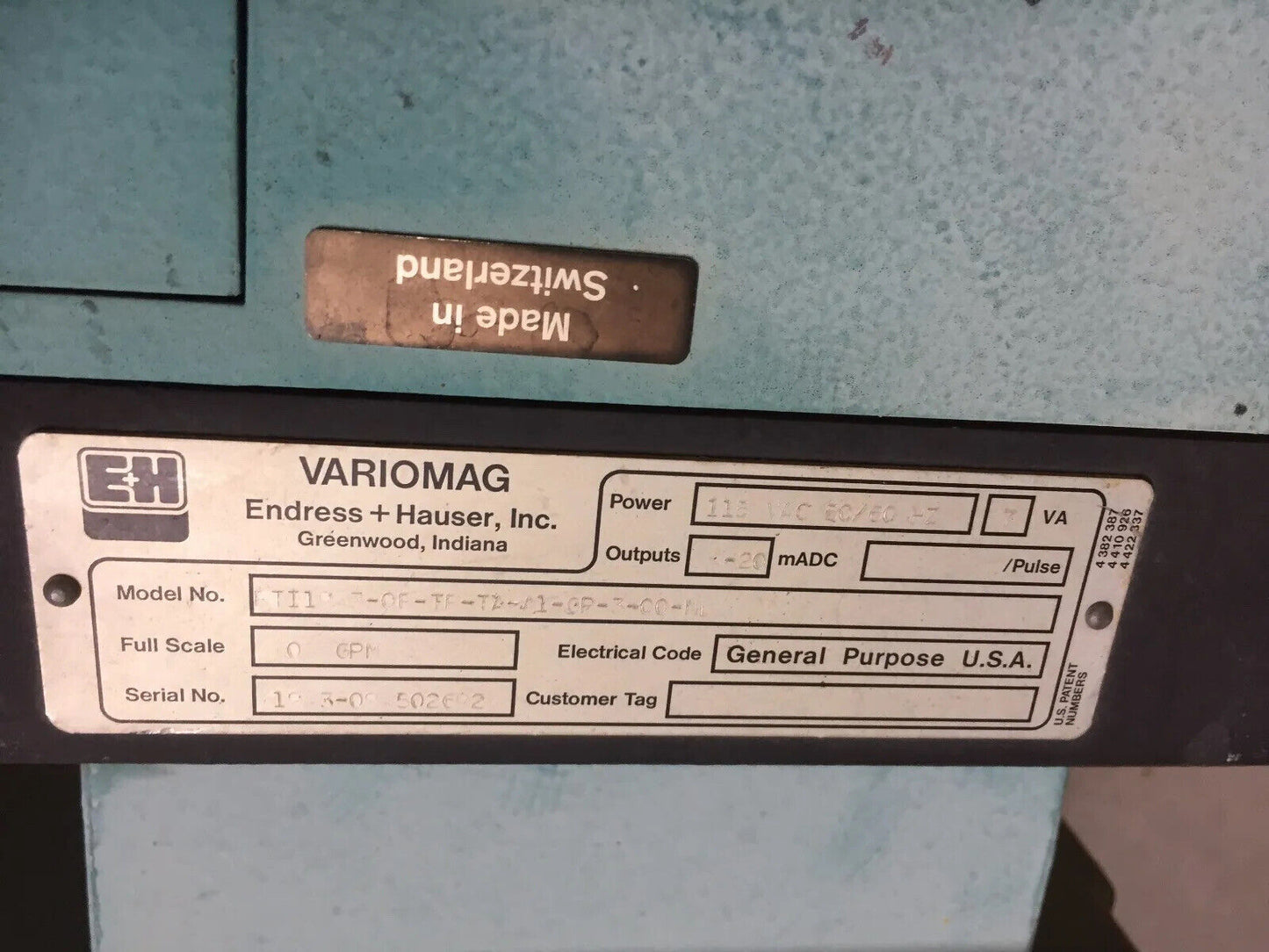 E+H Fti1947 Flow Meter Magnetic Variomag Fti19 3-Of-Tf-Ta-A1-Gp-3-00-N,Al