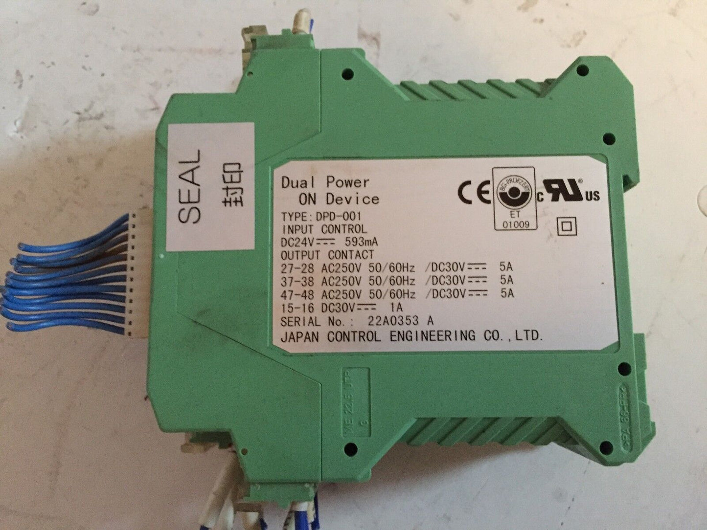 Japan Control Dpd-001 Dual Power On Device,Jce Dpd-001,X-Bus-Y,24 Vdc,Fg