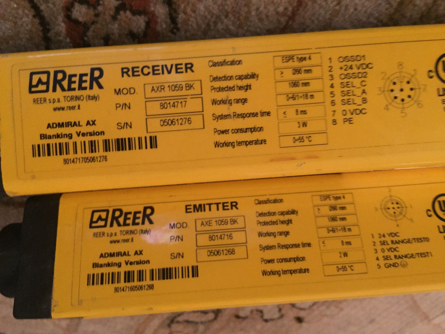 Reer Axr 1059 Bk,Axe 1059 Bk,8014717 Safety Light Curtains Emitter & Receiver,Ck