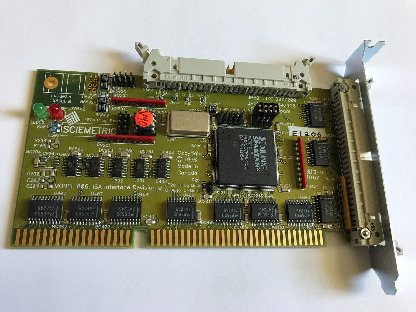 Sciemetric 806,Model 806 062-806 Board Jp501 I/O 280/200 Jp502 Isa Interface,Sa