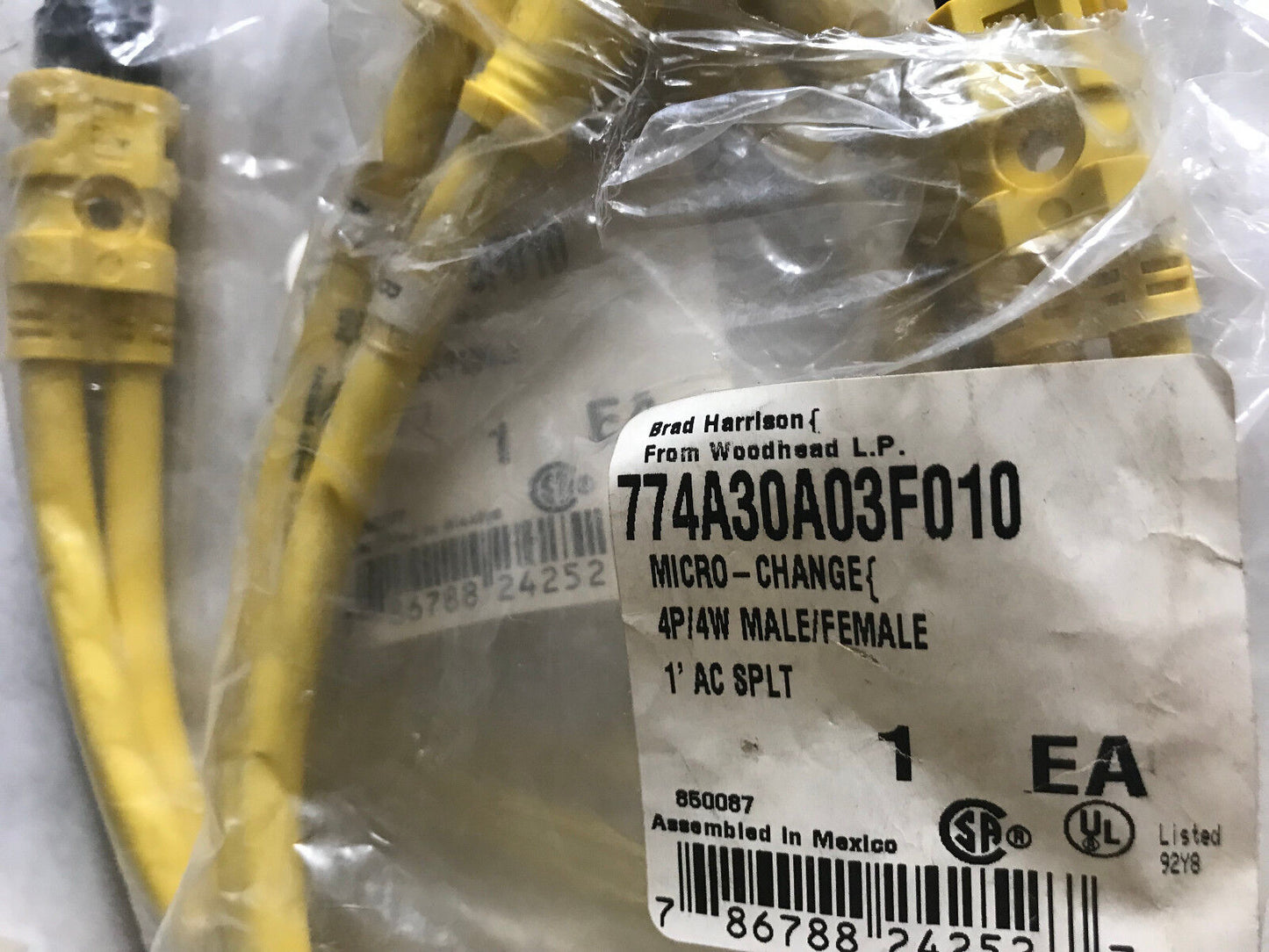New Brad Harrison 774A30a03f010 Woodhead Micro-Change 4P/4W Male/Fe 1' Ac,Ag