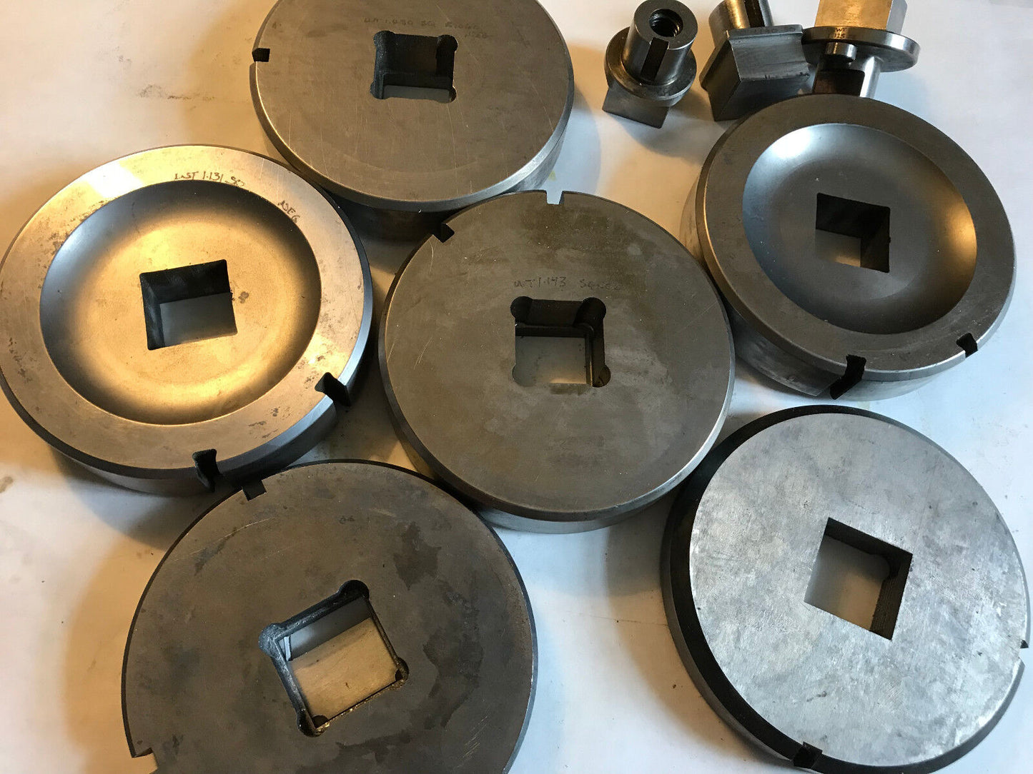 Lot 3 Sets Strippit Amada Thick Square Punches & Dies,Wt 1.190,1.125,1.062,Ad