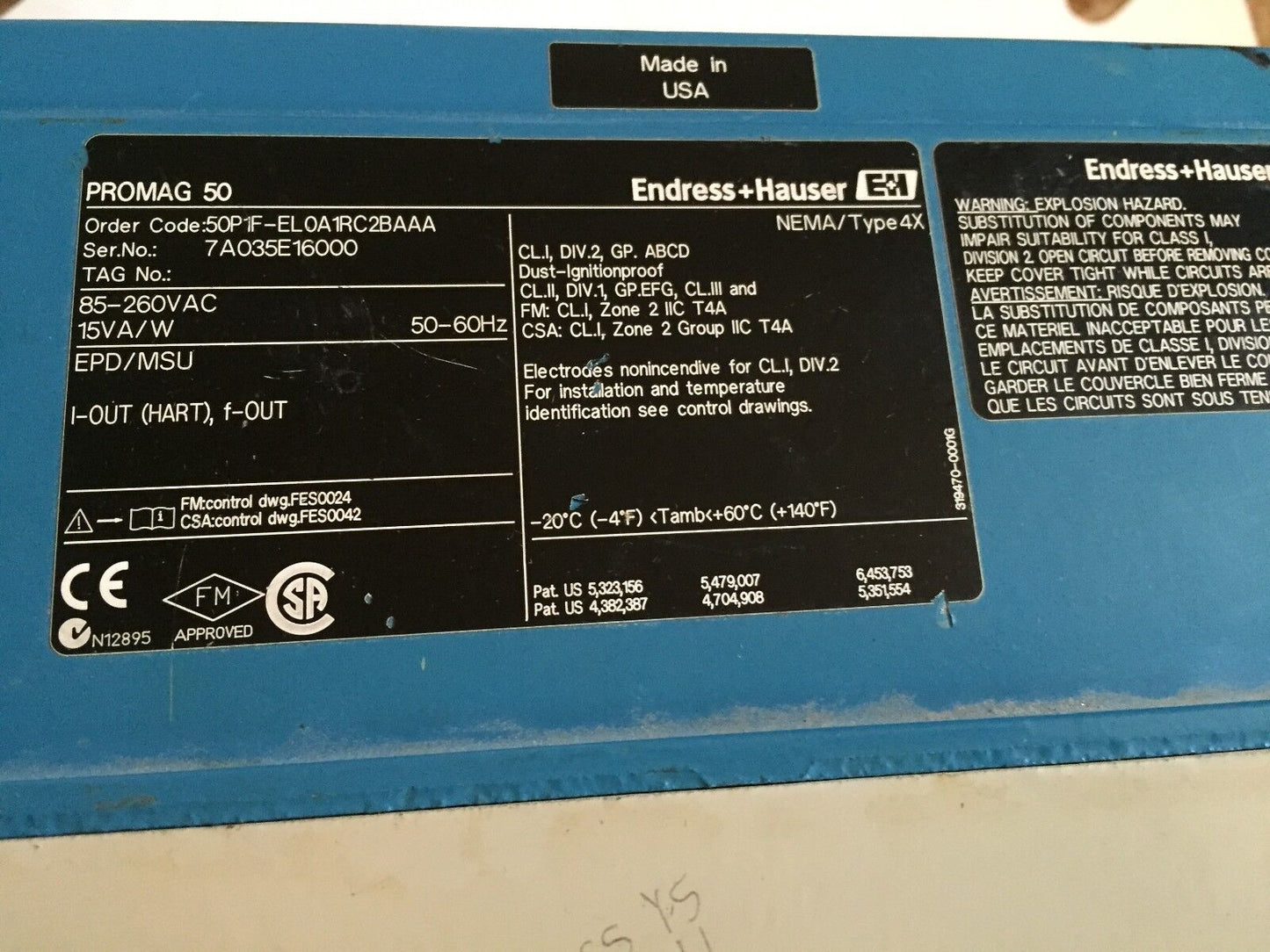 Endress & Hauser 50P1f-El0a1rc2baaa Flowmeter Promag 50, Fit-568,Bh